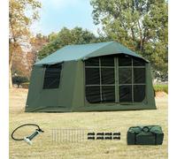 Tente de camping gonflable avec ouverture de cheminée, tente gonflable pour 4 à 6 personnes avec pompe à air, tentes gonflables en tissu Oxford imperméable pour les saisons, montage rapide