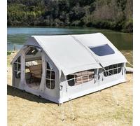 Tente de Camping Gonflable avec Pompe, Prise pour poêle, Double Couche de Maille pour Une Famille de Luxe en Plein air 4 Saisons