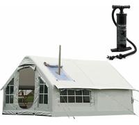 Tente de Camping Gonflable avec Pompe Tente Gonflable pour 6 Personnes avec Prise pour poêle, tentes gonflables familiales de Luxe 4 Saisons avec fenêtres et Portes en Maille Double Couche