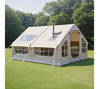 Tente de camping gonflable pour 6 à 8 personnes avec pompe, tente gonflable d'extérieur familiale, design 4 saisons avec fenêtres et portes en maille double couche