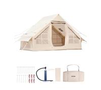 VEVOR Tente de Camping Gonflable, 3x2x2 m, Tente de Glamping pour 3 à 5 Personnes Oxford 300D Facile à Installer, avec Pompe à Main, Portes, Fenêtres en Maille, Sac de Rangement, Transport Simple