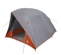 Tente de camping grise et orange, 320 x 275 x 190 cm, en polyester légère et imperméable, pour le camping, les festivals et les aventures en plein air, montage rapide et cadre stable