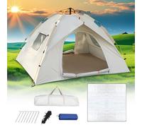 Tente de camping instantanée automatique pour 2 à 4 personnes, tente de camping pop-up, 4 saisons, imperméable et coupe-vent, avec coussin résistant à l'humidité, pour le camping familial