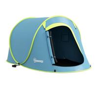 Tente de camping Outsunny 2-3 personnes étanche 2000 mm avec sac de transport pour la randonnée 245x148x105 cm Bleu