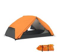 Tente de camping Outsunny 2 places avec 2 vestibules imperméables, tente dôme avec 2 portes et 2 fenêtres en filet, poches intérieures, sac de transport, 280 x 225 x 110 cm, orange
