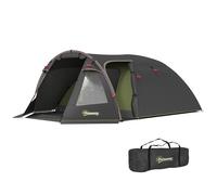 Tente de camping - Outsunny - pour 2-4 personnes - imperméable 3000 mm - avec 3 portes, fenêtres, sac de transport - noir