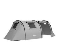 Tente De Camping 3-4 Pers. Étanchéité 3000 Mm Chambre Salon Sac Gris