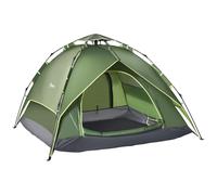 Tente De Camping Pop Up 2-3 Personnes 2 Portes Vert Kaki Montage Démontage Facile Sac De Transport Inclus Fibre Verre Polyester