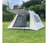 Tente de Camping Portable, Double Paroi avec Crochet de Fixation Et Sac de Rangement Intérieur, Grand Espace Ombragé pour Le Camping, Les Fêtes Et Les Pique-niques(Off-White)