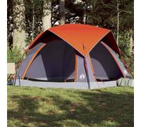 Tente de camping pour 4 personnes, gris et orange, tente de cabine étanche avec toit anti-pluie, raccord E, tente en polyester légère pour les aventures en plein air
