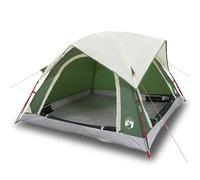 Tente de camping pour 4 personnes - Vert - Cabine avec auvent amovible - Polyester imperméable - 218 x 218 x 135 cm - Coupe-vent - Avec raccord E et sac de transport - Pour camping, trekking, festival