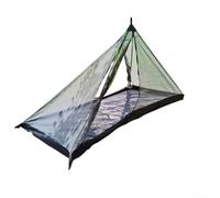 Tente de camping pyramidale légère - pour 1 à 2 personnes avec grille d'aération - Double porte résistante au vent - Poteaux en alliage d'aluminium inclus - Vert marron gris (tente intérieure double