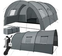 TENTE DE CAMPING - TECTAKE - Tente de Camping Familiale Spacieuse ROSKILDE avec Auvent et bâche de sol - Gris Clair/Gris Foncé