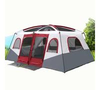 Tente de Camping Tente Familiale Double Couche Imperméable Coupe Vent 2 Chambres 2 Portes pour 8 a 12 Personnes Grande Tente Installation Facile Tente Extérieure pour Camping Familial A,8-12 People