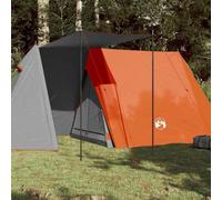 Tente de camping Tino Tech pour 3 personnes - 465 x 220 x 170 cm - Moderne, imperméable et coupe-vent - Tente familiale et de festival - Polyester et polyéthylène - Gris et orange