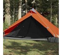 Tente de camping tipi 1 personne orange imperméable Noir G