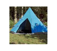 Tente de Camping 4 Personnes Auvent Abri Randonnée Bleu Imperméable vidaXL
