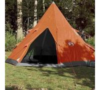 Tente de camping tipi 4 personnes orange imperméable Noir G