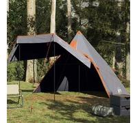 Tente de camping tipi 5 personnes gris imperméable Noir G