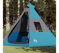 Tente de camping tipi 7 personnes bleu imperméable Noir G