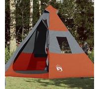 Vidaxl Tente De Camping Tipi 7 Personnes Gris Et Orange Imperméable