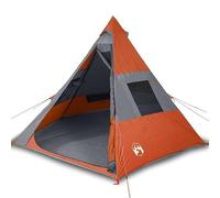Tente de camping tipi pour 7 personnes, imperméable et coupe-vent, idéale pour le camping en famille et les aventures en plein air, orange