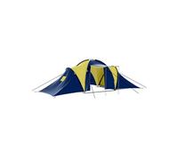 Tente de camping tissu 9 personnes bleu et jaune