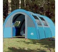 Tente de Camping Tunnel 4 Personnes Auvent Abri Jardin Bleu Imperméable vidaXL