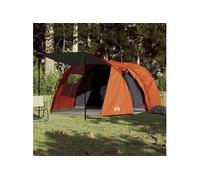 Tente de camping tunnel 4 personnes gris et orange imperméable