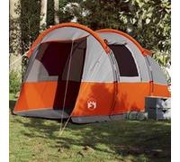 Tente de camping tunnel 4 personnes gris et orange imperméable