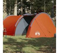 vidaXL Tente de Camping Tunnel 4 Personnes, Tente d'Ombrage avec Sac de Transport, Auvent de Camping, Abri de Jardin, Orange Imperméable