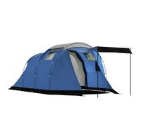 Tente de camping tunnel - Outsunny - 4 personnes imperméable 3000mm séjour spacieux double couche - polyester - 190cm - bleu foncé