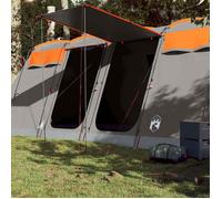 Tente familiale tunnel 8 personnes gris et orange imperméable