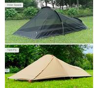 Tente de Camping Ultra-légère Tente résistante à l'eau Unique avec Aviation Support en Aluminium Sac de Couchage Portable Tent pour la randonnée en randonnée armée Verte Brun (Tanné)