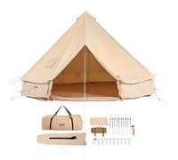 VEVOR Tente à cloche 3 x 2 m Tente Yourte Coton TC et barres de fer robustes avec un tapis de sol en PVC Tente de camping 4 personnes Tente familiale 8 fenêtres Tente de groupe pour les aventures en p