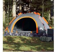 Tente de camping - vidaXL - 2 personnes - Imperméable - Système de dégagement rapide - Gris et orange