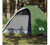 vidaXL Tente de camping 4 personnes – Auvent portable imperméable vert, parois latérales avec sac