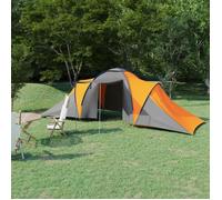 vidaXL Tente de camping pour 6 personnes Gris et orange – 100 % imperméable – Montage manuel
