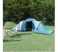 vidaXL Tente de camping 6 personnes - Imperméable, 2 compartiments - Bleu et vert