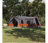 Tente de camping - VIDAXL - 680 x 510 x 210 cm - Toit avec rangement - Polyester 185T enduit PU - Gris/Orange