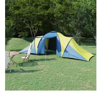 vidaXL Tente de camping 6 personnes - 2 compartiments - Bleu et jaune - Imperméable