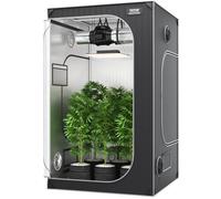 Tente de Culture - VEVOR - 122x122x203cm,noir + gris,Avec fenêtre d'observation, boîte à outils et plateau de plancher intérieur