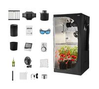 VEVOR Tente de culture 100x100x200 cm - Kit complet LED spectre complet, ventilation, Mylar 600D