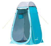 Skandika Tente de Douche Camping Pop Up | Tente vestiaire Hauteur 210 cm Revêtement argenté Opaque, Fond séparé, fenêtre recouvrable avec moustiquaire, Fixation de Douche | Tente WC