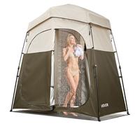 VEVOR Tente de douche de camping – abri d'intimité pliable 2 compartiments Oxford 150D beige