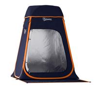 Tente de douche - Outsunny - pop up Pliable - toit amovible et fenêtres - polyester - 152 x 152 x 200 cm - bleu foncé