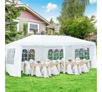 COSTWAY Tonnelle de Jardin Imperméable 3x6M-4 Parois Amovibles-Fenêtre Transparente-2 Entrées de Porte-Fêtes,Mariage,BBQ de Plage