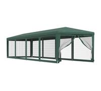 Tente de fête avec 10 parois latérales en maille Vert 3 x 12 m HDPE | Toit imperméable, cadre en fer, accès zippé, moustiquaire, pour événements en plein air