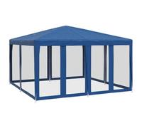 vidaXL Tente de fête avec 8 parois latérales en Maille Bleu 4x4m PEHD, Tente, Tente à baldaquin, auvent de Gazebo, Tente de Gazebo, Tente de Jardin