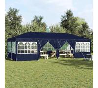 Tente de fête bleue et blanche, 800 x 400 x 266 cm Cadre en acier polyester, Canopy d'extérieur anti-UV pour mariages, fêtes, jardin, terrasse